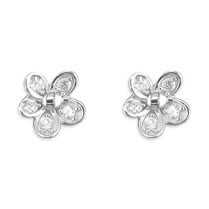 Stylish Silver Earrings-Cubic Zirconia Daisy Studs