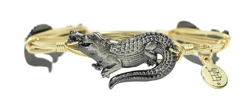 Classic Gold Bangles-The Pewter Alligator Bangle