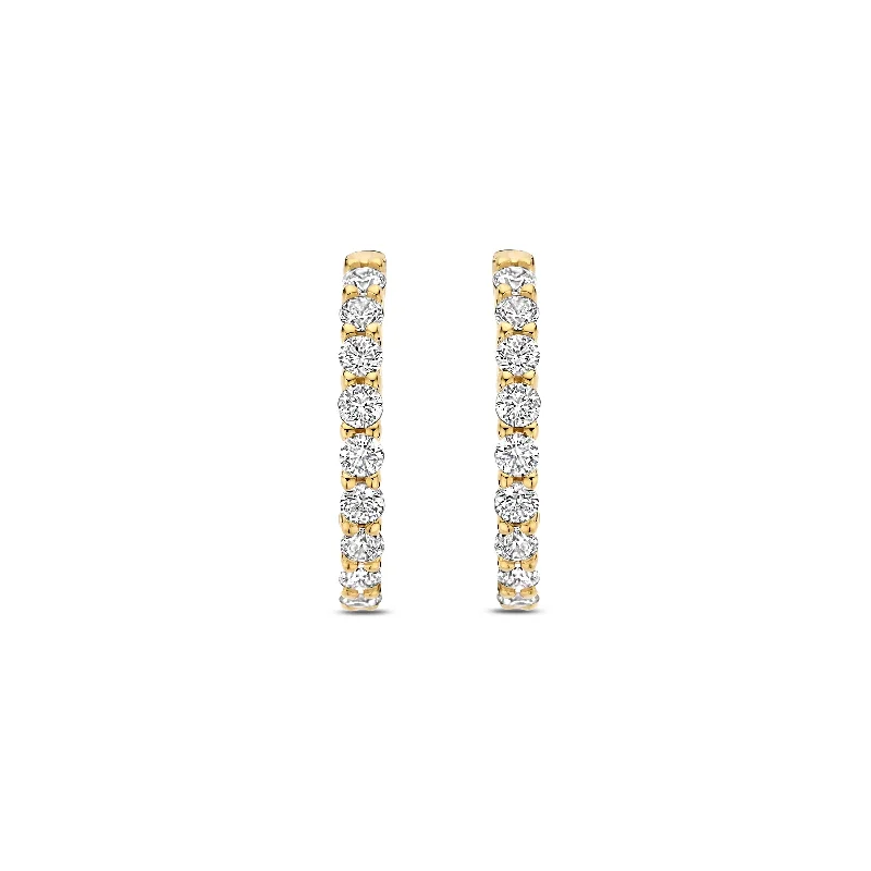 Luxury Hoop Earrings-Ti Sento Gold Cubic Zirconia Medium Hoop Earrings